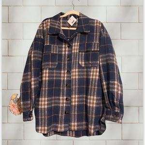 J.NNA Tops blue Plaid Shirt Jacket Color Blue